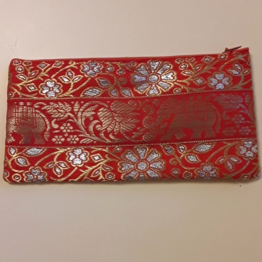 ORANGE SILK COSMETIC/MULTIPURPOSE BAG